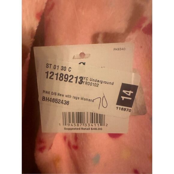 Christmas pastel pink gingerbread O/S HOLIDAY women’s  ROBE fleece - Picture 7 of 10